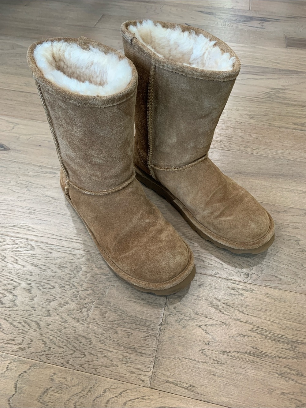 BearPaw Chestnut Suede Shearling Mid-Calf Boots Size 11
